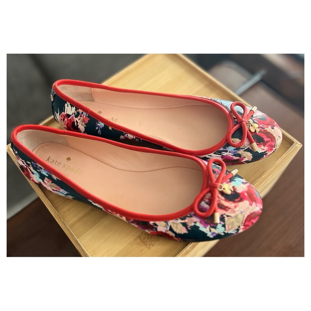 Kate Spade Red Floral Flats